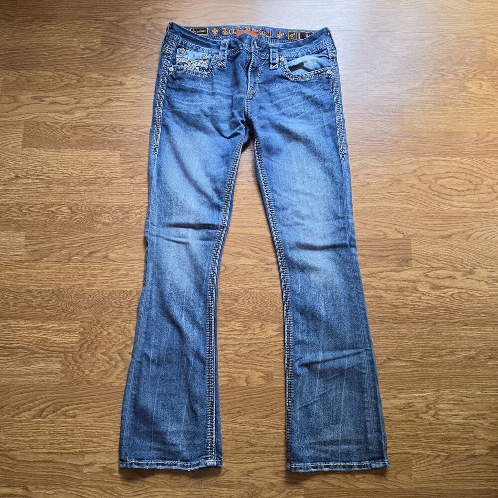 Rock Revival Jeans Womens Size 30 Sapphire Blue Denim Low Rise Casual Boot Cut